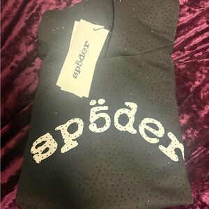 Sp5der Men's Black V-Neck Sweater